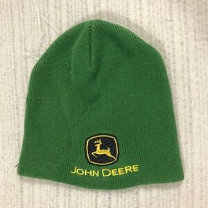 John Deere Beanie Hat Green Knit‎ Cuffed Winter Cap Logo Patch Embroidered